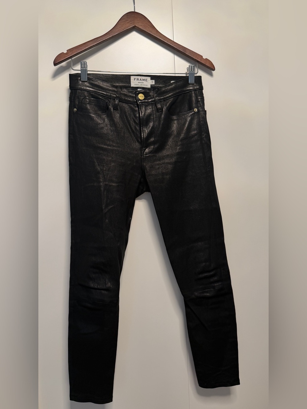 Frame - women Black Leather skinny pants
